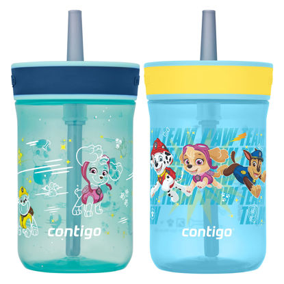 Picture of Contigo Kids’ Leighton Straw Tumbler with Spill-Proof Leak-Proof Lid, Paw Patrol, 14oz, 2-Pack