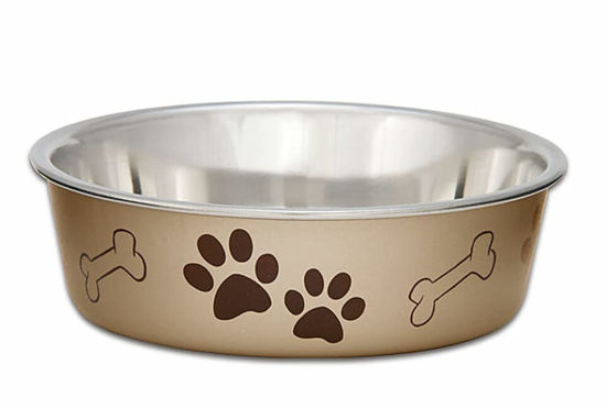 Picture of Loving Pets - Bella Bowls - Dog Food Water Bowl No Tip Stainless Steel Pet Bowl No Skid Spill Proof (Large, Champagne)