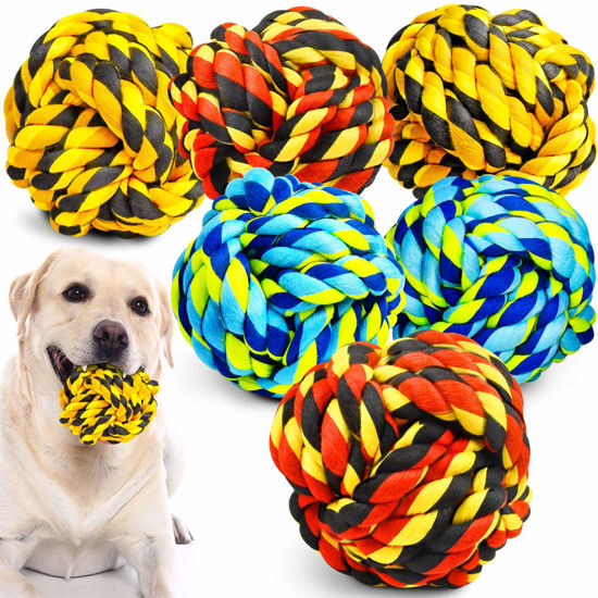 Picture of SHARLOVY Dog Chew Toys for Aggressive Chewers, Dog Balls for Large Dogs, Heavy Duty Dog Toys with Tough Twisted, Dental Cotton Dog Rope Toy for Medium Dogs, 6 Pack Indestructible Chew Toys