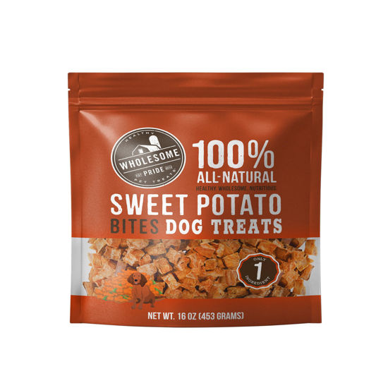 Picture of Wholesome Pride, 100% All-Natural Single Ingredient, Soft, USA-Sourced Dog Treats, Sweet Potato Bites 16oz