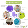 Picture of WeeSprout Silicone Baby Cups With Straws and Lids, 4 & 8 oz Options, Set of 2, Food Grade Toddler Training Container, Built In Straw Stoppers, Measurement Markings, Dishwasher Safe + Straw Cleaner