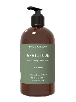 Picture of Muse Apothecary Hand Ritual - Botanical Collection - Aromatic and Nourishing Hand Soap, Infused with Natural Aromatherapy Essential Oils - 16 oz, Warm Cedar