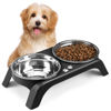 Picture of Elevated Cat Bowls - Anti-Vomiting Raised Cat Bowl Stand with 2 Thick Stainless Steel Cat Bowls Non-Slip for Small Medium Indoor Cats & Puppies, Dishwasher Safe, Black