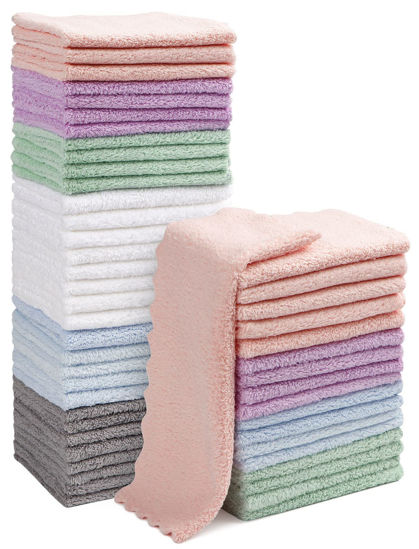 Picture of Orighty Baby Washcloths 50-Pack, Microfiber Coral Fleece Baby Face Towels, Soft and Absorbent Wash Cloths for Newborns, Infants and Toddlers, Gentle on Delicate Skin for Face Hands and Body, 7x9 Inch