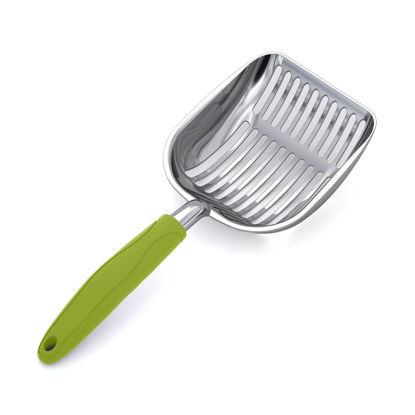 Picture of WePet Cat Litter Scoop, Aluminum Alloy Sifter, Kitty Metal Scooper, Deep Shovel, Long Handle, Poop Sifting, Kitten Pooper Lifter, Durable, Heavy Duty, for Litter box