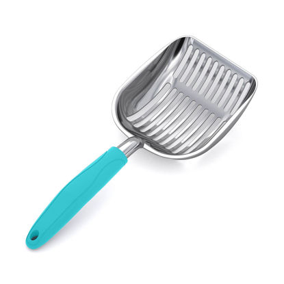 Picture of WePet Cat Litter Scoop, Aluminum Alloy Sifter, Kitty Metal Scooper, Deep Shovel, Long Handle, Poop Sifting, Kitten Pooper Lifter, Durable, Heavy Duty, for Litter Box