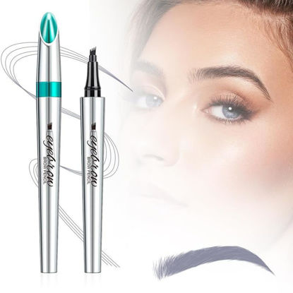 Picture of Magic Eyebrow Pencil, Upgraded 3D Waterproof Microblading Eyebrow Pencil Contouring Pen, 4 Tipped Precise Brow Pen, Natural Fine Stroke Microblading Eyebrow Pencil (B-Gray Brown)