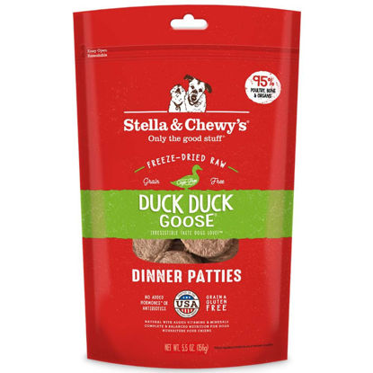 Picture of Stella & Chewy's Freeze Dried Raw Dinner Patties - Grain Free Dog Food, Protein Rich Duck Duck Goose Recipe - 5.5 oz Bag