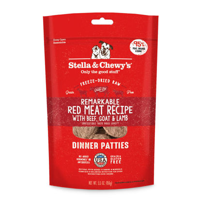 Picture of Stella & Chewy's Freeze Dried Raw Dinner Patties - Grain Free Dog Food, Protein Rich Remarkable Red Meat Recipe - 5.5 oz Bag