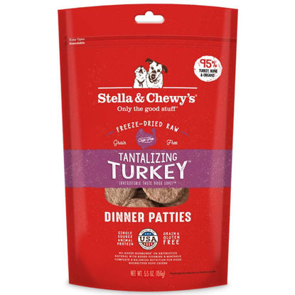 Picture of Stella & Chewy's Freeze Dried Raw Dinner Patties - Grain Free Dog Food, Protein Rich Tantalizing Turkey Recipe - 5.5 oz Bag