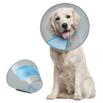 Picture of Supet Dog Cone Collar Adjustable After Surgery, Comfy Pet Recovery Collar & Cone for Large Medium Small Dogs, Elizabethan Dog Neck Collar Plastic Practical