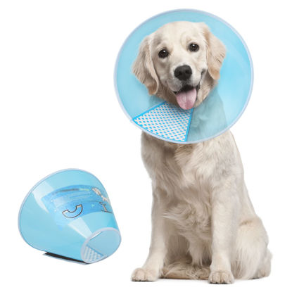 Picture of Supet Dog Cone Collar Adjustable After Surgery, Comfortable Pet Recovery Collar & Cone for Large Medium Small Dogs, Elizabethan Dog Neck Collar Plastic Practical