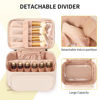 Picture of OCHEAL Makeup Bag, Multifunctional Make Up Bags Large Compact Makeup Bag Organizer Cosmetics Toiletry Brushes Storage Case for Women Girls Makeup Case with Handle Divider-Beige