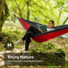 Picture of Durable Hammock 400 lb Capacity, Nylon Camping Hammock Chair - Double or Single Sizes w/Tree Straps and Attached Carry Bag - Portable for Travel/Backpacking/Beach/Backyard (Medium, Red & Dark Grey)