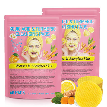 Picture of Turmeric Face Scrub Pads, 80pcs Turmeric Cleansing Pads with Vitamin B5, Vitamin C Turmeric, Face Pads, Sugar Turmeric Cleansing Pads for Face