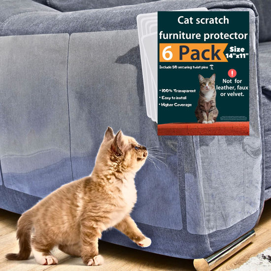 Picture of Couch Protector for Cats, 6 Pack 14" x 11", Anti Cat Scratch Furniture Protector, Cat Furniture Protector, Furniture Protectors from Cats, Couch Cat Scratch Protector