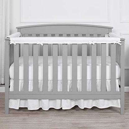 Picture of TILLYOU 3-Piece Padded Baby Crib Rail Cover Protector Set from Chewing, Safe Teething Guard Wrap for Standard Cribs, 100% Silky Soft Microfiber Polyester, Fits Side and Front Rails, White