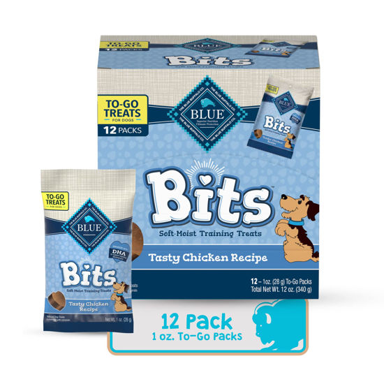 Picture of Blue Buffalo BLUE Bits Natural Soft-Moist Training Dog Treats TO-GO, Chicken Recipe 1-oz Bags (Pack of 12)