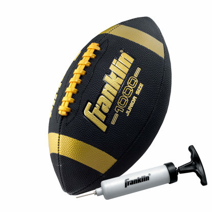 Picture of Franklin Sports 1000 Junior Football - Kids Junior Size Youth Football - Durable Outdoor Football - Synthetic Leather - Extra Grip - Black/Gold - Air Pump Included