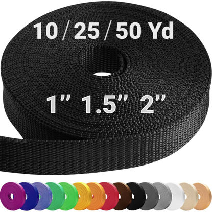 Picture of TECEUM 1 Inch Webbing - Black - 25 Yards - 1” Webbing for Climbing Outdoors Indoors Crafting DIY nw