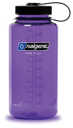 Picture of Nalgene Sustain Tritan BPA-Free Water Bottle Made with Material Derived from 50% Plastic Waste, 32 OZ, Wide Mouth, Purple