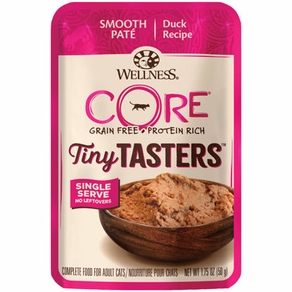 Picture of Wellness CORE Tiny Tasters Wet Cat Food, Complete & Balanced Natural Pet Food, Made with Real Meat, 1.75-Ounce Pouch, 12 Pack (Adult Cat, Duck Pate)