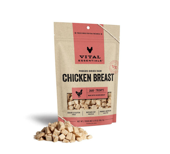 Picture of Vital Essentials Freeze Dried Raw Single Ingredient Dog Treats, Chicken Breast, 3.75 oz