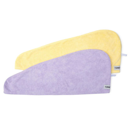 Picture of Turbie Twist Microfiber Hair Towel Wrap - for Women, Men & Kids - Travel & Bathroom Essential - Quick Dry Hair Turban for Curly, Long & Thick Hair - 2 Pack (Lilac, Lemon)