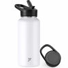 Picture of Letsfit Insulated Water Bottle with Straw and Handle Lids, Simple Vacuum Stainless Steel Water Flask with Wide Mouth, Modern Double Walled Mug Multiple Sizes and Colors, White, 40 oz