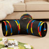 Picture of Tempcore Pet Cat Tunnel Tube Cat Toys 3 Way Collapsible, Cat Tunnels for Indoor Cats，Kitty Tunnel Bored Cat Pet Toys Peek Hole Toy Ball Cat, Puppy, Kitty, Kitten, Rabbit Black & Rainbow