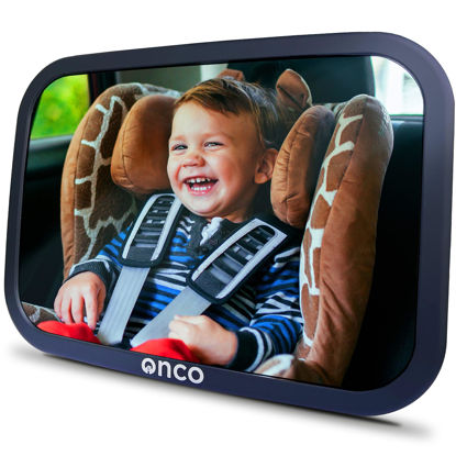 Picture of Onco Baby Car Mirror Rear Facing - Double Award-Winning Car Mirror for Baby, 100% Shatterproof Baby Mirror for Car Journeys, Shakeproof Car Seat Mirror for Baby Rear Facing, Universal Car Mirror Baby