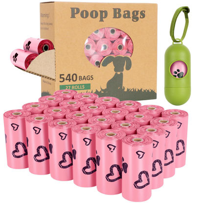 Picture of Yingdelai Dog Poop Bag Biodegradable - 540 Count Dog Waste Bags with Dispenser, Extra Thick Strong Leak proof Poop Bags for Dogs Doggy | Scented Pink