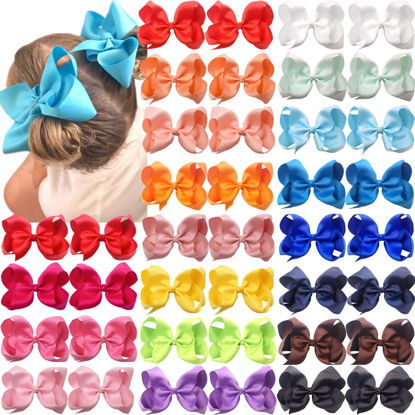 Picture of CÉLLOT Big Bows for Girls 40 PCS Grosgrain Ribbon Boutique 6 Inch Hair Bow Alligator Clips For Girls Teens Toddlers Kids in Pairs