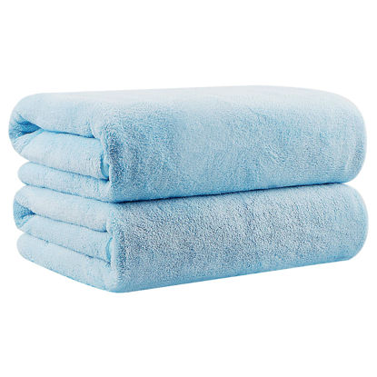 Picture of Orighty Bath Towels Pack of 2(27’’ x 54’’) - Soft Feel Microfiber Bath Towel, Highly Absorbent Microfiber Towels for Body, Quick Drying, Microfiber Bath Towels for Sport, Yoga, SPA, Fitness - Blue