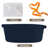 Picture of Pro Goleem Small Woven Basket with Gift Bags and Ribbons Durable Baskets for Gifts Empty Small Rope Basket for Storage 12"X 8" X 5" Baby Toy Basket with Handles, Navy Blue