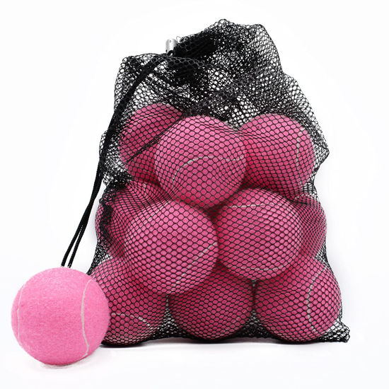 Picture of Magicorange Tennis Balls, 12 Pack Advanced Training Tennis Balls Practice Balls, Come with Mesh Bag for Easy Transport, Good for Beginner Training Ball(Pink)