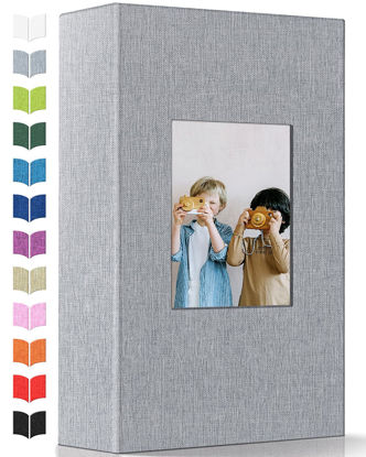 Picture of Artfeel Photo Album 4x6 with 300 Pockets,Slip-in Picture Albums,Linen Cover Memory Book with Front Window,White Page Vertical Photo Book for Wedding,Family,Anniversare,Baby,Vacation