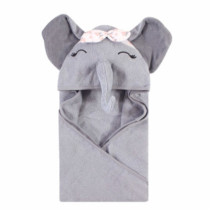 Picture of Hudson Baby Unisex Baby Cotton Animal Face Hooded Towel, Flower Elephant, One Size