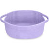 Picture of ABenkle Small Woven Basket, 12"x 8" x 5" Cute Small Basket, Rope Room Shelf Storage Basket, Cat Dog Toys Basket Chest Box, Empty Decorative Gift Basket with Handles -Purple