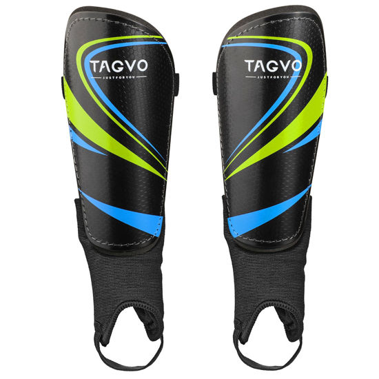 Picture of TAGVO Soccer Shin Guards for Kids Youth - Protective Soccer Equipment for Boys Girls - Adults Men Women Soccer Shin Guards - Soccer Shin Pads for Kids 3-16 Years Old Girls Boys, High Impact Resistant