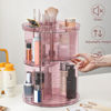 Picture of Rotating Makeup Organizer, DIY 8 Adjustable Layers 360 Spinning Skincare Organizers, Makeup Storage Carousel Tower with Brush Holder & Perfume Trays, Cosmetic Display Case for Vanity Bathroom