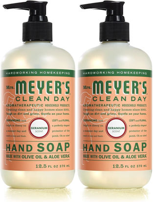 Picture of MRS. MEYER'S CLEAN DAY Hand Soap, Geranium, Made with Essential Oils, 12.5 oz- Pack of 2