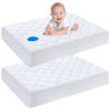 Picture of Yoofoss Waterproof Mini Crib Mattress Protector 2 Pack, Quilted Mini Crib Mattress Pad Cover Soft and Breathable, Machine Washable Portable Mattress Protector for Standard Baby Mini Crib Size 38"X24"