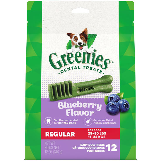 Picture of Greenies Large Natural Dental Care Dog Treats Blueberry Flavor, 12 oz. Pack (12 Treats)