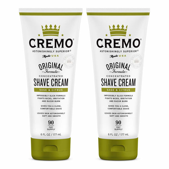 Picture of Cremo Barber Grade Sage & Citrus Shave Cream, Astonishingly Superior Ultra-Slick Shaving Cream Fights Nicks, Cuts and Razor Burn, 6 Fl Oz (2 Pack)