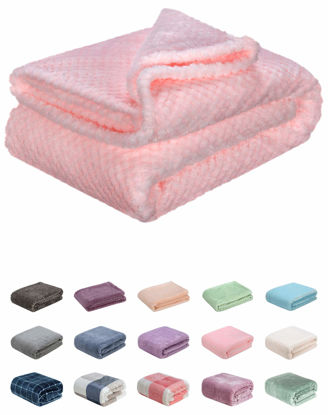 Picture of Fuzzy Throw Blanket, Plush Fleece Blankets for Adults, Toddler, Boys and Girls, Warm Soft Blankets and Throws for Bed, Couch, Sofa, Travel and Outdoor, Camping (40Wx60L, M-Pink)