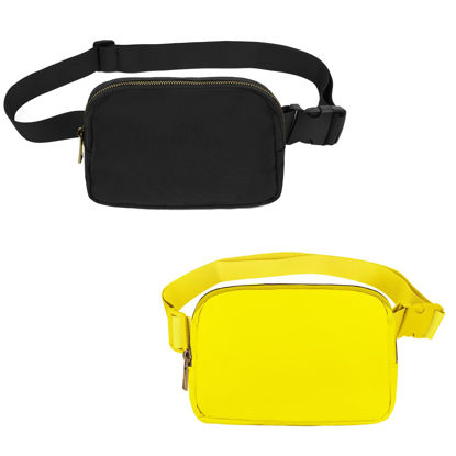 Picture of VOROLO Fanny Pack Crossbody Bag For Women And Men Belt Bag Gift For Women Bum Bag with Adjustable Strap for Sports Black+Yellow