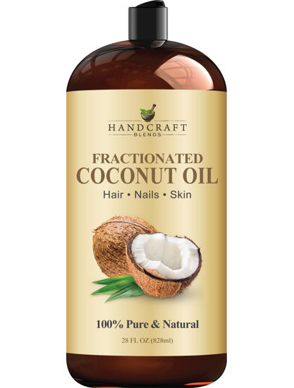 Picture of Handcraft Blends Fractionated Coconut Oil - 28 Fl Oz - 100% Pure and Natural - Premium Grade Oil for Skin and Hair - Carrier Oil - Hair and Body Oil - Massage Oil