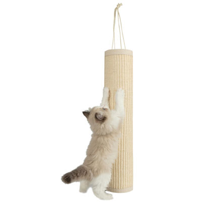 Picture of Best Pet Supplies Catify Hanging Log and Mat Scratchers for Indoor Cats, Fun and Interactive Indoor Play, Supports Natural Pet Behaviors, Heavy Duty - Cream