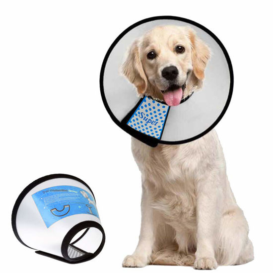 Picture of Supet Dog Cone Collar Adjustable After Surgery, Comfortable Pet Recovery Collar & Cone for Large Medium Small Dogs, Elizabethan Dog Neck Collar Plastic Practical